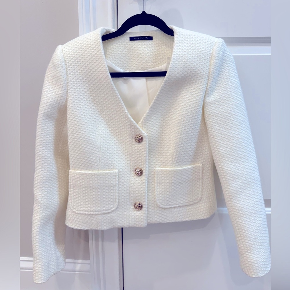 ELIE TAHARI BLAZER JACKET WHITE XS
